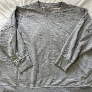 Aerie Gray Crewneck Sweater with Ribbed Cuffs